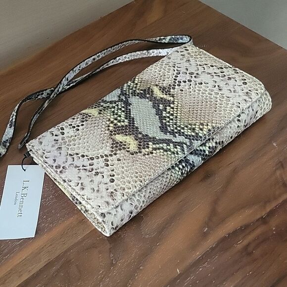 NWT LK Bennett Kate Middleton Snakeskin Python Slim Leather Clutch Bag Purse - Picture 11 of 11